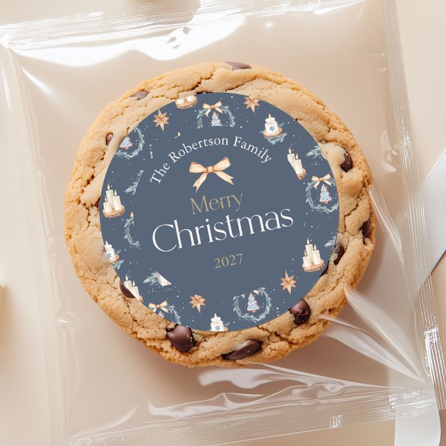 Adesivo Marinho Blue Watercolor Vinheta de Natal (Criador carregado)