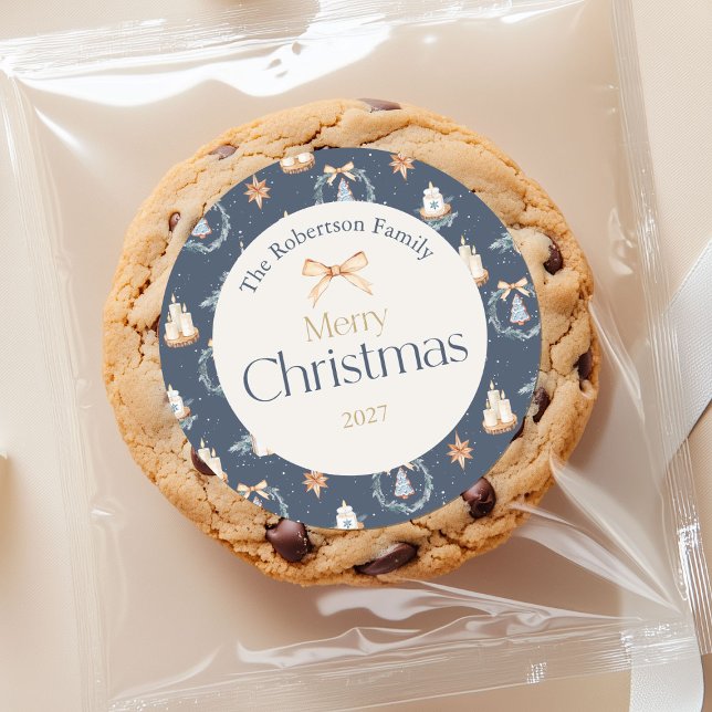 Adesivo Marinho Blue Watercolor Vinheta de Natal (Criador carregado)