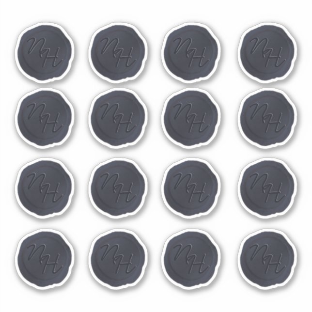 Adesivo Marinho Blue Wax Seal Iniciais Monograma de Casame (Frente)