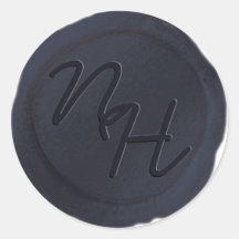 Marinho Blue Wax Seal Initials Envelope Sticker