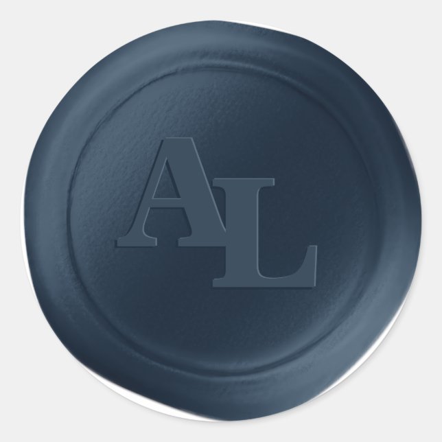 Adesivo Marinho Blue Wax Seal Monograma Vinhetas de Casame (Frente)