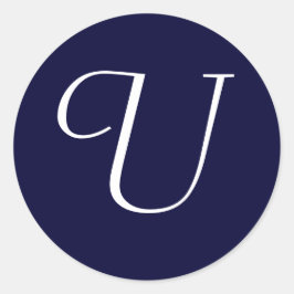 Adesivo Marinho Blue & White Monograma Selo inicial "U"