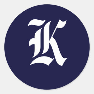 Adesivo Marinho Blue & White Monograma Selos Iniciais "K"