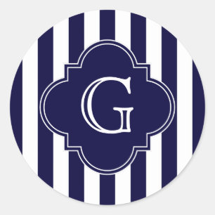 Adesivo Marinho Blue White Stripes, Monograma do Rótulo do