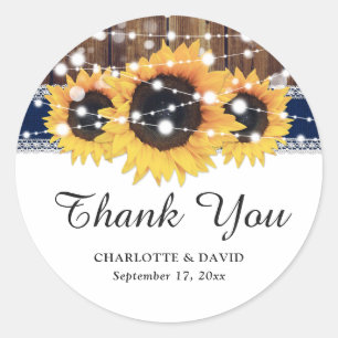 Adesivo Marinho Blue Wood Burlap Lace Sunflower Casamento