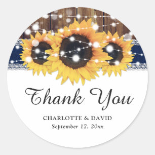 Adesivo Marinho Blue Wood Burlap Lace Sunflower Wedée