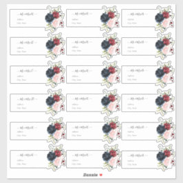 Adesivo Marinho Borgonha de Blush de Endereço de Convidado