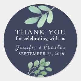 Adesivo Marinho Botânico Casamento Azul Obrigado A Favor