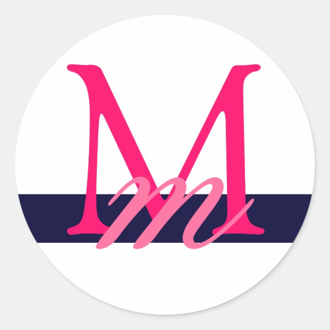 Adesivo Marinho Branco de Envelope de Casamento Monograma  (Frente)