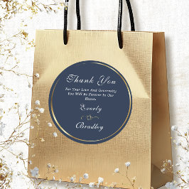 Adesivo Marinho Branco Dourado Casamento Elegante Obrigado