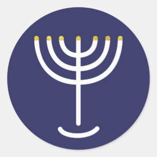 Adesivo Marinho Branco Moderno Menorah Gráfico Dourado