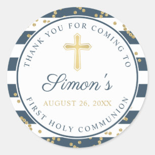 Adesivo Marinho brilhante Dourado - Primeira Comunhão Sagr