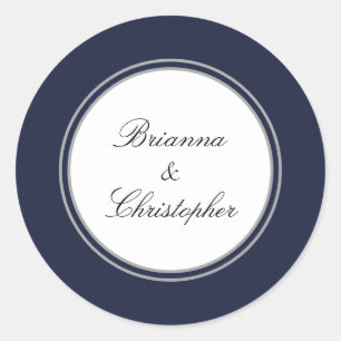 Adesivo Marinho Casamento Elegante Simples Azul e Branco