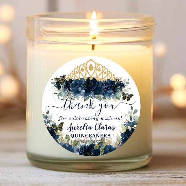 Adesivo Marinho Chic Blue Floral Rosas Borboletas Favor (Criador carregado)