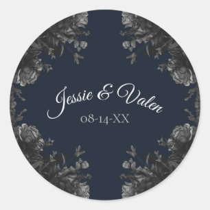 Adesivo Marinho Cinza Azul Negra Rosa Casamento Gótico