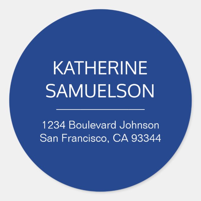 Adesivo Marinho Clássico Nome Branco Azul e Endereço de Re (Frente)