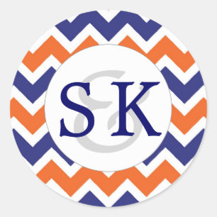 Adesivo Marinho Coral Monograma Selos de envelope de casam