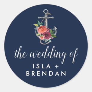 Adesivo Marinho De Âncora Floral Outono Do Casamento