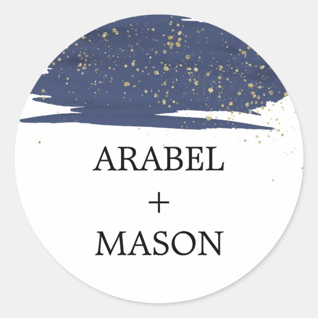 Adesivo Marinho de Aquarela e Carimbo de Envelope de Casam (Frente)