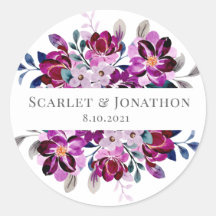 Marinho de Aquarela e Casamento Floral Púrpura