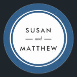 Adesivo Marinho de borda espessa clássico personalizado az<br><div class="desc">Um simples,  mas clássico selo personalizado de envelope ou adesivo de favor. Adicione suas informações usando o formulário modelo.</div>