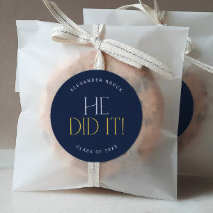 Adesivo Marinho De Fete Moderno Dourado Ele Fez Isso Vinhe