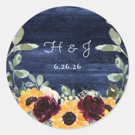 Adesivo Marinho de girassol Invólucro de madeira azul