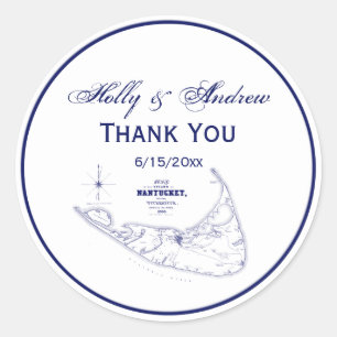 Adesivo Marinho de Mapa de Vintagem do MÃE da Ilha Nantuc