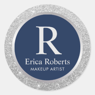 Adesivo Marinho de Monograma Azul Elegante