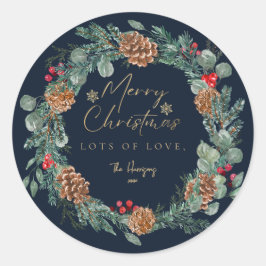 Adesivo Marinho de Natal Merry Watercolor Script Greenery