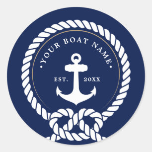 Adesivo Marinho de nomes de embarcações com ancoragem e 