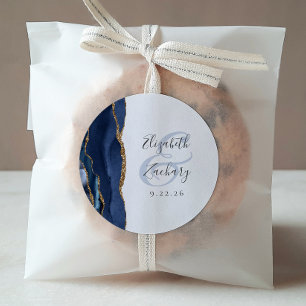 Adesivo Marinho de Script Geode Agate Casamento Dourado Az