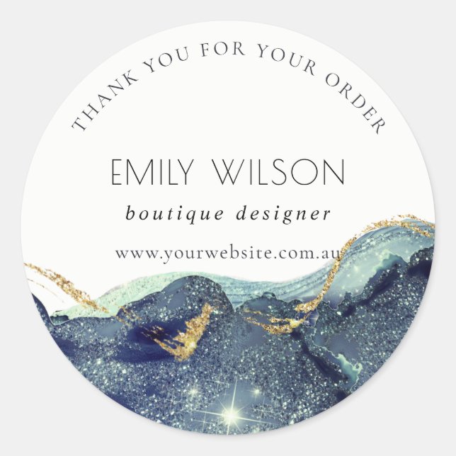 Adesivo Marinho de tinta a álcool Glitter Obrigado pelo se (Frente)