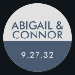 Adesivo Marinho de Tipografia Minimalista Moderna Nomes de<br><div class="desc">Elementos: fundo de alto contraste com fontes sans serif e slab. Cores: Marinho Azul,  Cinza,  Prata. Temas: Moderno,  minimalista,  limpo,  simples,  escandinavo,  moda,  sofisticado,  geométrico,  zen. Coleção: Suíte de Casamento de Cinzas Azuis,  Marinho de Tipografia Minimalista Moderna. Tipo de produto: Names Sticker</div>