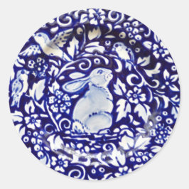 Adesivo Marinho Dedham Floral de Pássaro Branco Azul