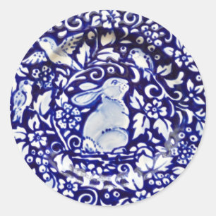 Adesivo Marinho Dedham Floral de Pássaro Branco Azul