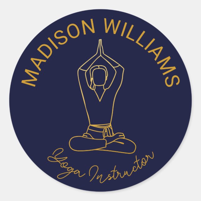 Adesivo Marinho do Yoga Studio Dourado Moderno Minimalísti (Frente)