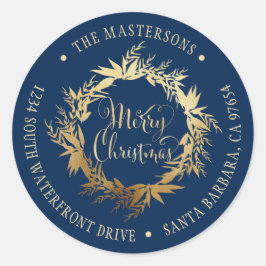 Adesivo Marinho Dourado Blue Christmas Wreath Return Ender