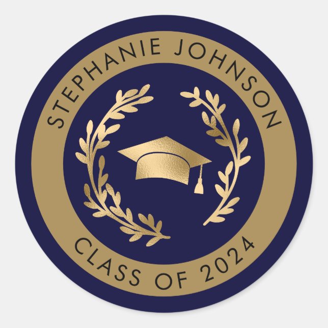 Adesivo Marinho e Classe Dourada de Graduação 2024 (Frente)