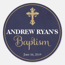 Marinho e Dourado Menino Favorito a Batismo