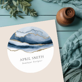 Adesivo Marinho Elegante Abstrato Azul Agate Dourado Water