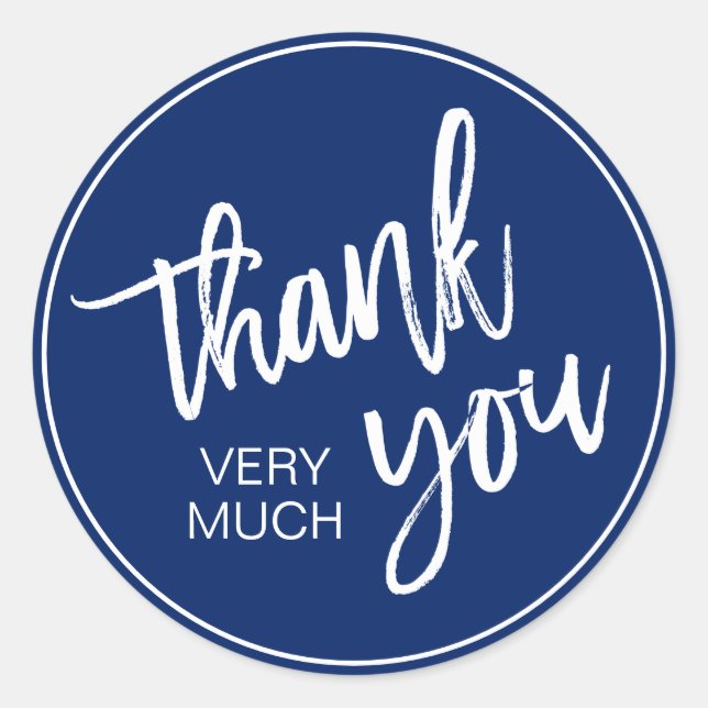 Adesivo Marinho Elegante Azul Branco Muito Obrigado (Frente)