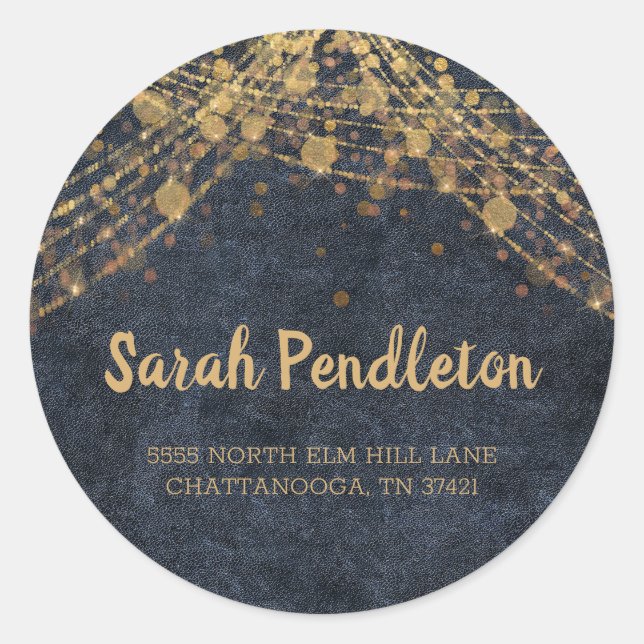 Adesivo Marinho Elegante Azul Dourado String Luzes Bokee E (Frente)