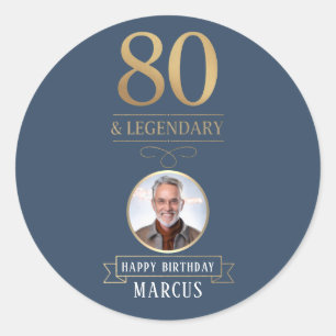 Adesivo Marinho Elegante e 80 Dourado e aniversário lendár