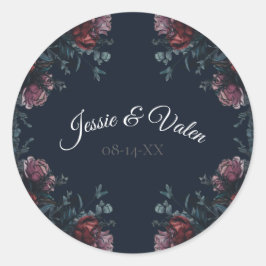 Adesivo Marinho escuro Blue Floral Elegante Casamento Maro