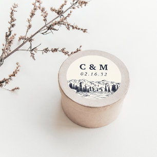 Adesivo Marinho escuro Monograma de Casamento de Esquete