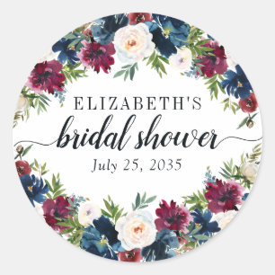 Adesivo Marinho Floral Chá de panela Azul Borgonha