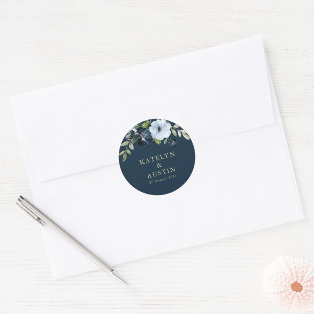 Adesivo marinho floral e casamento dourado (Envelope)