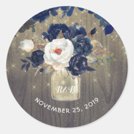 Adesivo Marinho Flores Casamento Russo Mason Jar