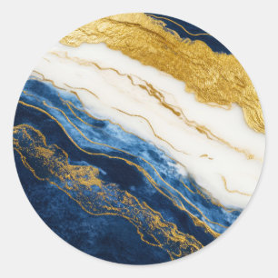 Adesivo Marinho Luxurioso Azul e Dourado Mármaco Folha